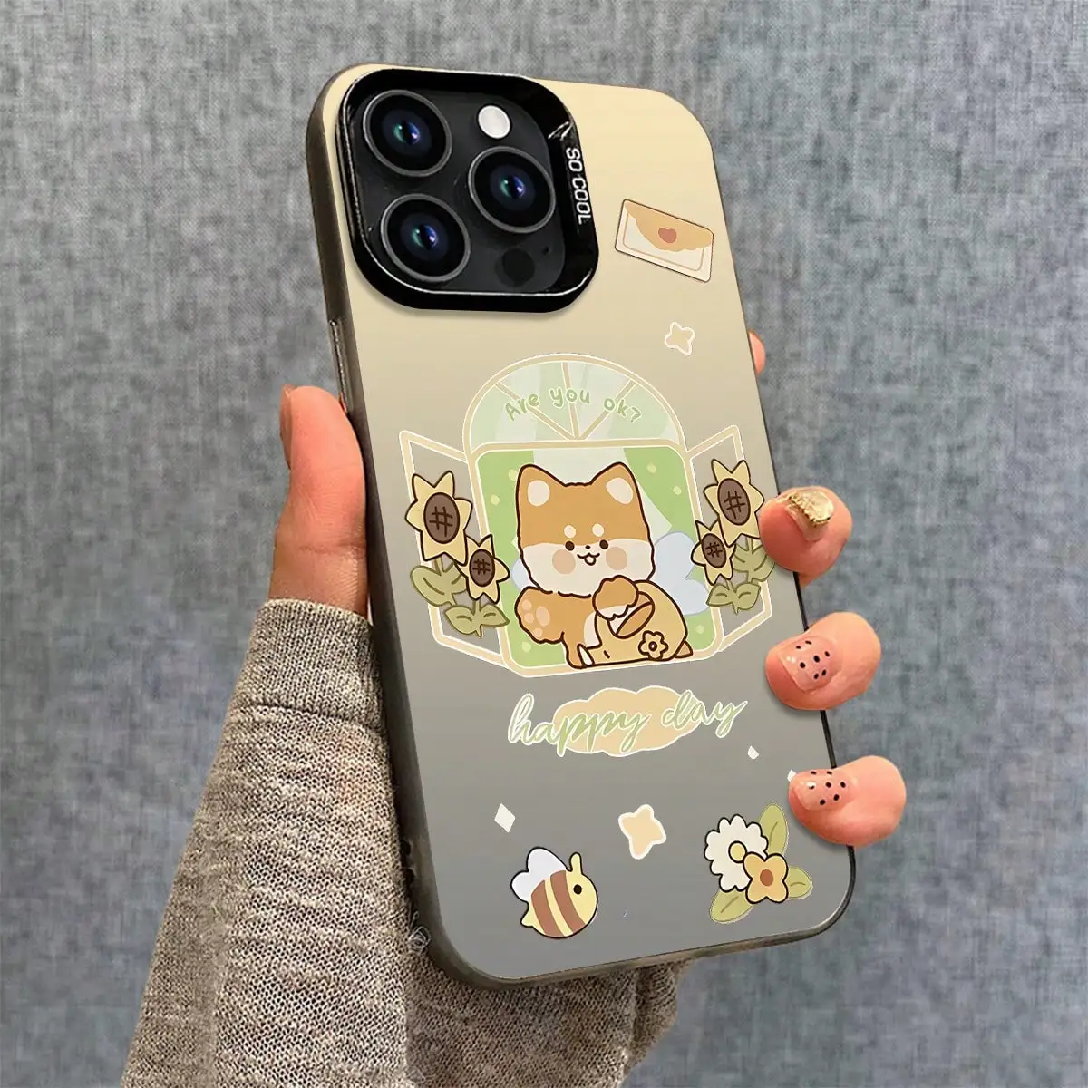 

Cute Kawaii Cat Happy Day phone case for iPhone 16 15 14 13 12 11 Pro/ Max/Plus shock-proof rear cover anti-fingerprint
