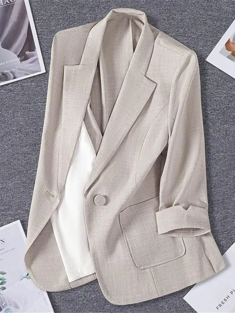 

Модный облегающий льняной костюм Jaet, женская футболка-Quarter Sve, пальто на одной пуговице, весна 2025, новое поступление