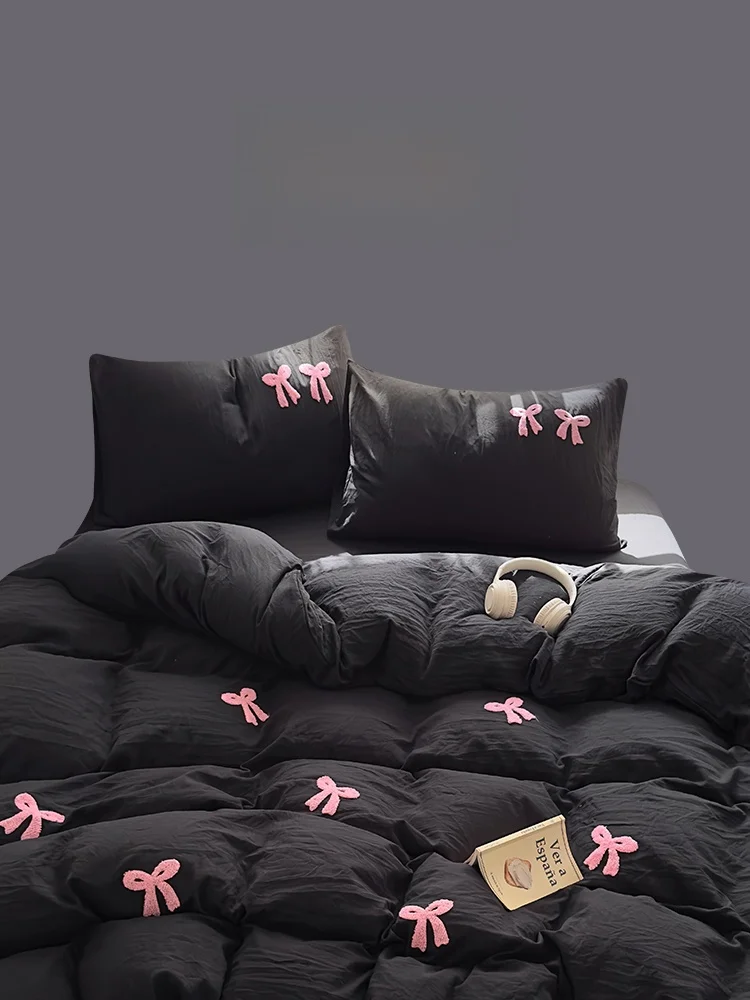 

Comfortable Pure Cotton Knot Bedding Set for Girls ZOEO Skin-friendly Quilt Cover eet Pillowcase Bed Canopy