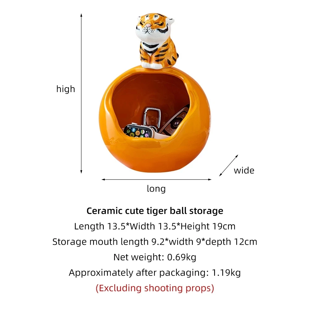 Tiger Sculpture Home Storage Key Box Animal Ceramic Snack Organizer Decorative Tray Living Room Decor Home Decoration