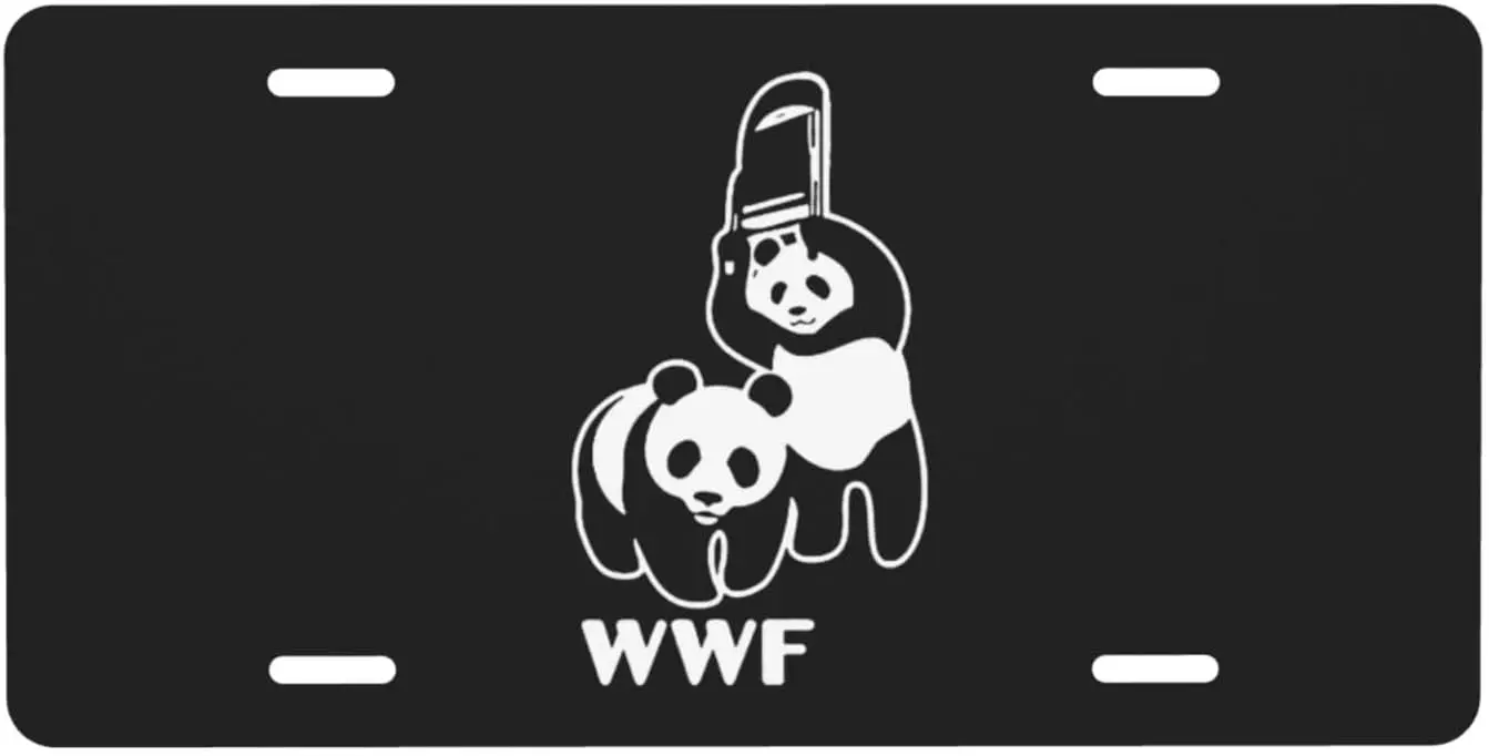 Placa de metal decorativa WWF Panda Bear Wrestling, 6 x 12 polegadas, placa decorativa para a frente do carro, adequada para qualquer carro.