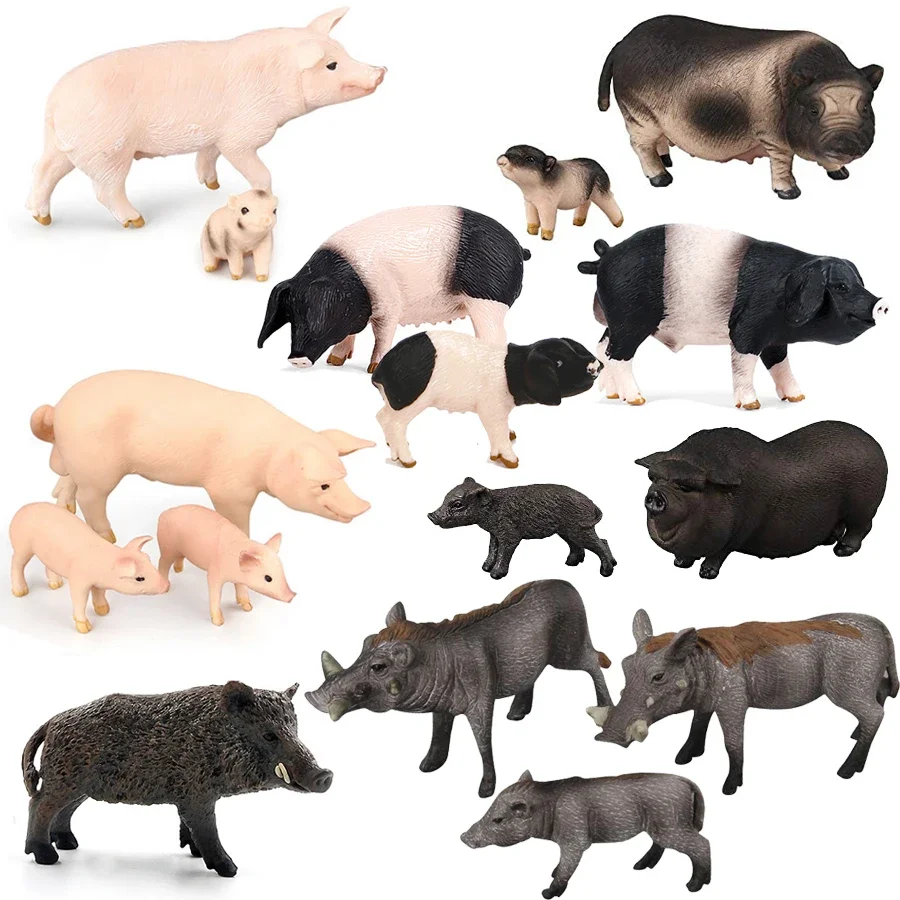 Simulation Farm World Miniatur Wildschwein Schwein Warzen schwein Schweine Action Spielzeug Figuren pädagogische Figur Spielset für Kinder