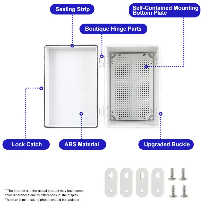 IP67 صندوق مقاوم للماء في الهواء الطلق، صندوق قاعدة بلاستيكي هندسي ABS، صندوق طاقة للمراقبة الخارجية
