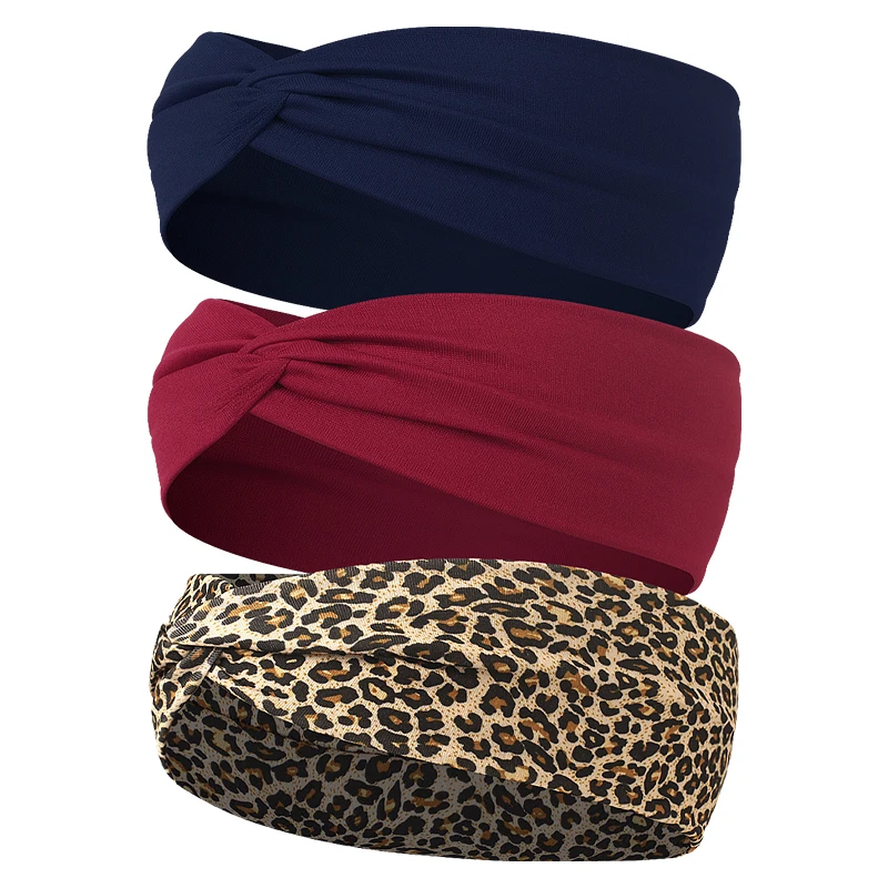 Fashion Women Cross Solid Color Elastic Hair Bands Girls Print Flower Headbands Vintage Turban Make Up Hair Accessories