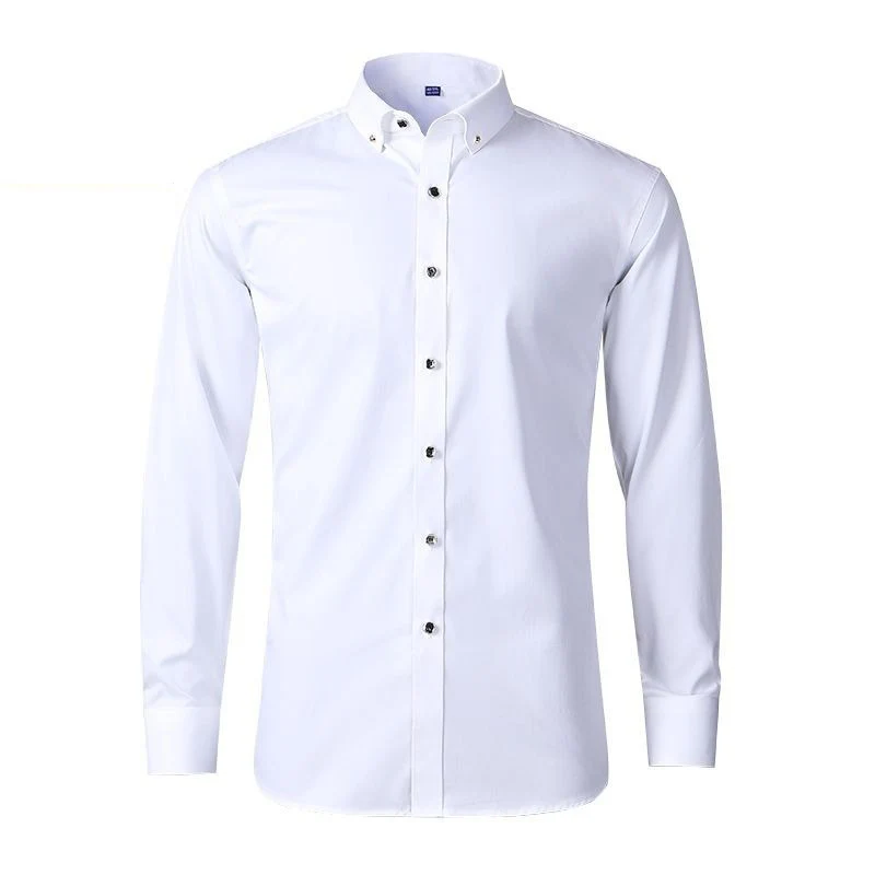 

Men's Long Sleeve Shirt French Cufflinks Casual Male Brand Multi-color White Black Blue Slim Fit Bussiness Dress Shirts GOZBKF