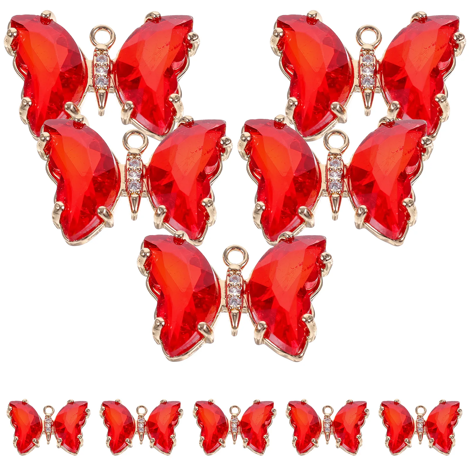 

10 Pcs Crystal Glass Butterfly Charms Smooth Surface Alloy Beads DIY Crafts Hanging Pendant Jewelry Making for Necklace