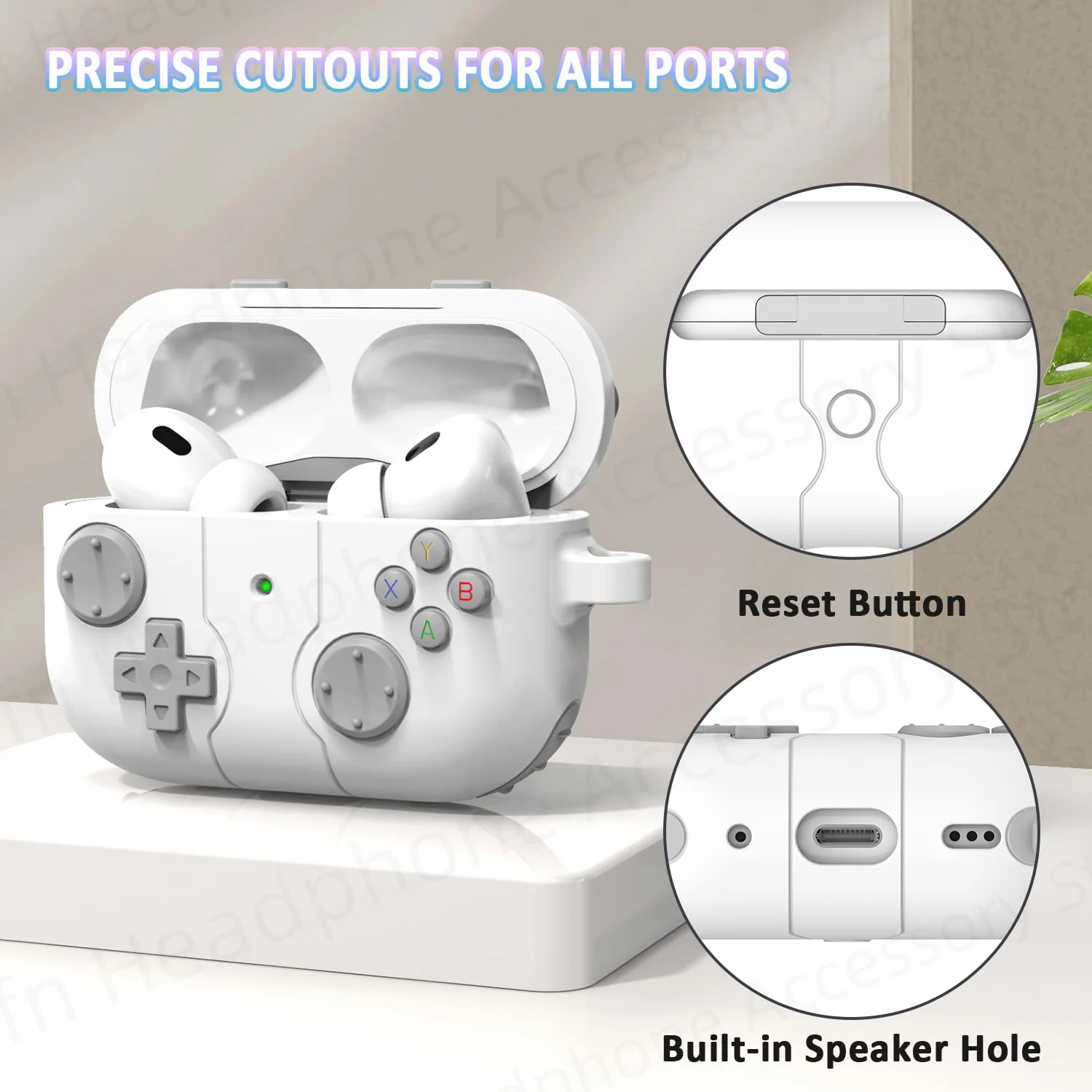 Para airpod 4th case 2024 3d gamepad capa de silicone com kit de limpeza [led frontal invisível] para airpods 3 pro 2 1 pro2 usb c