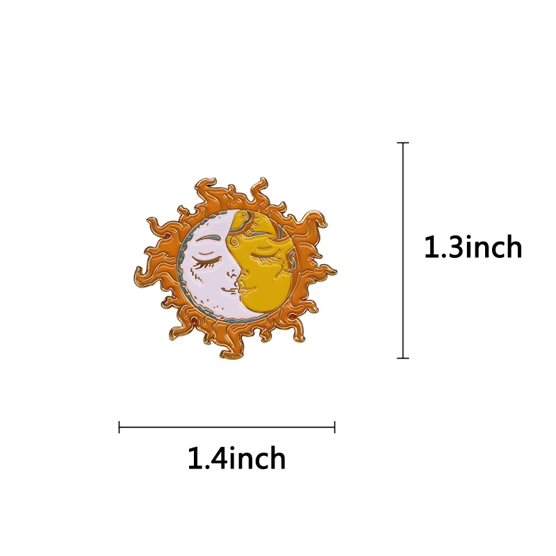 Union of Opposites Sun & Moon Kiss Face Badge Yin Yang Male Female Artistic Brooch Psychedelic Celestial Party Accessories image 2