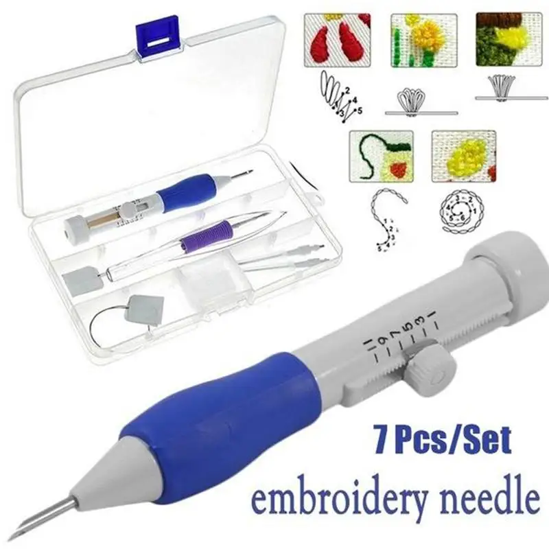 Kit de punzón de bordado DIY, juego de bolígrafos de bordado, juego de herramientas de costura de aguja de tejer, ropa