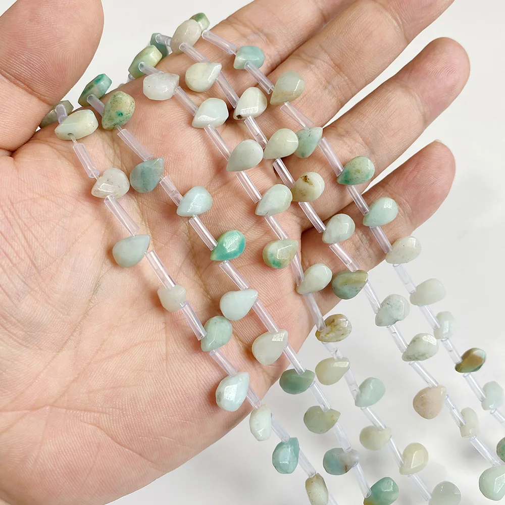 6x9mm Naturstein-Tropfenperlen Rosenquarz Amazonit Jade lose Perlen für handgefertigte Armbänder, Halsketten, Ohrringe, DIY-Bastelarbeiten – Detail 23