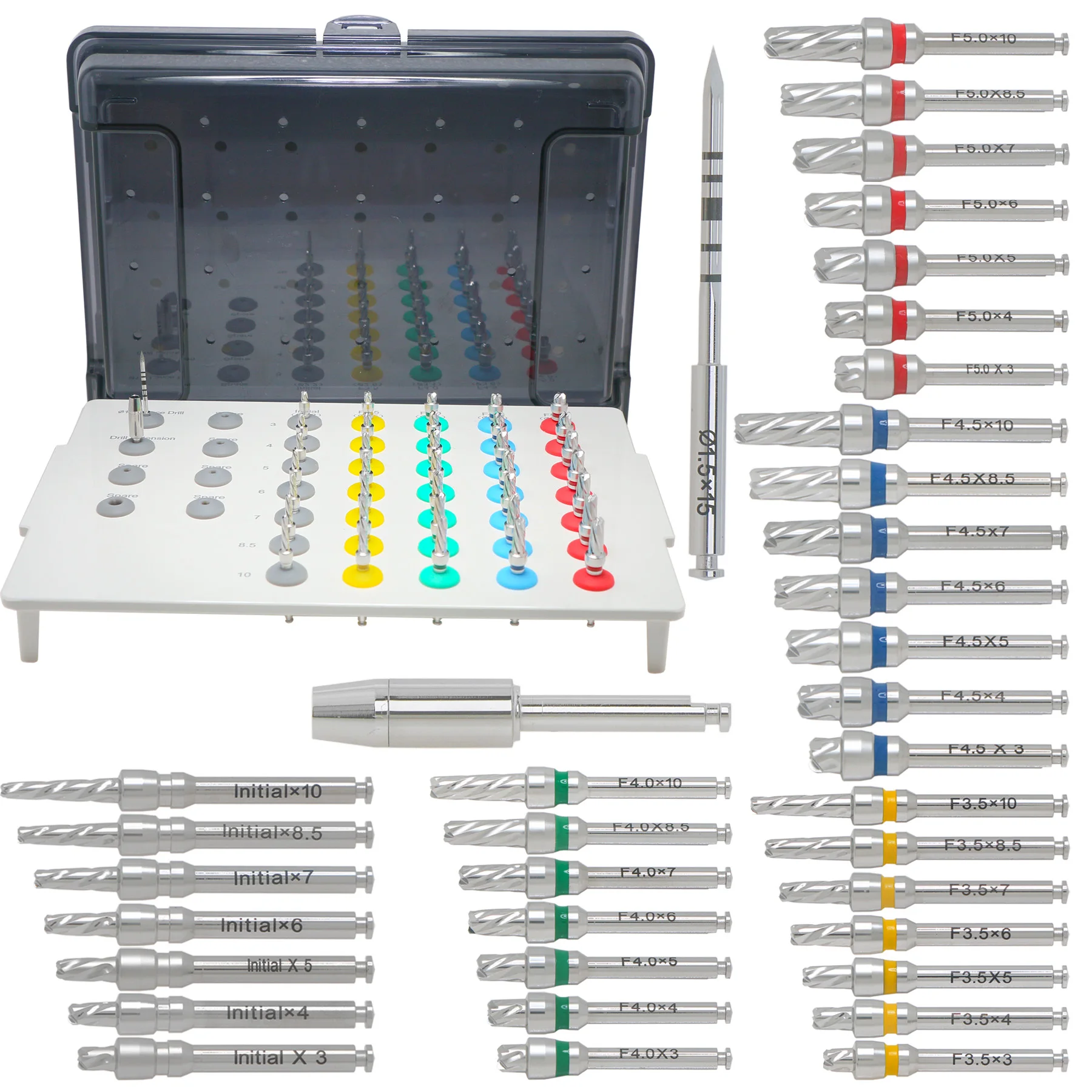 Dental HBCK Bone Compaction Kit Fit Hiossen For Sinus Lift Drills Implant Kit 37Pcs/1Set
