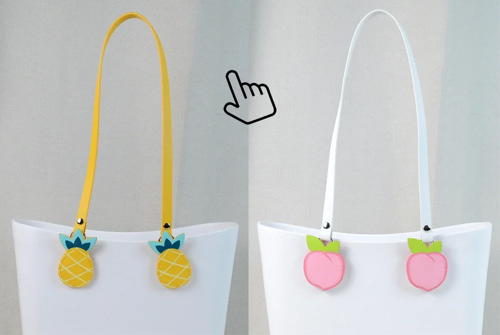 New Arrival Tanqu Long Edge Painting Handles Leather Flat PU Belt Drop End with Silver Rivet for OBag for EVA O Bag Body