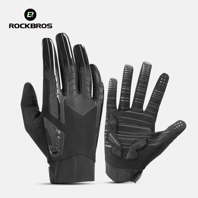 rockbros-冬用サイクリングタッチスクリーン対応保温mtb秋用ロングフルフィンガーバイク防風自転車グローブ