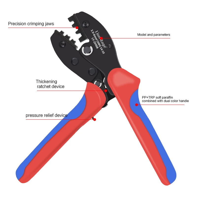 Solar photovoltaic tool MC4 terminal crimping pliers LY-2546B solar panel waterproof connector tool pliers 2.5/4/6mm ² 14-10AWG