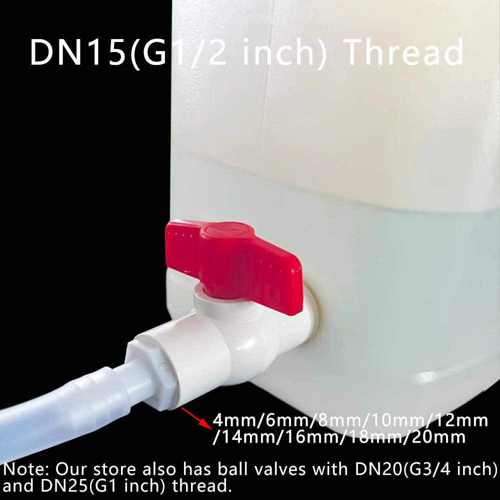 1Pc Water Tank Valve Drain Switch Hose Connector Flow Regulation G1/2 inch DN15 Thread Plastic Garden Irrigation Poultry Farming