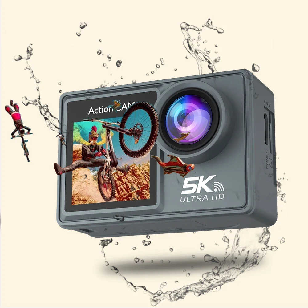 

5K Action Camera 4K 2" IPS Touch Screen 4X Zoom Action Cam 170° 30M Waterproof WiFi Sports Camera With Remote Control