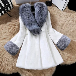 Women's new fox collar long velvet mink coat women's mink fur coat casual warmth