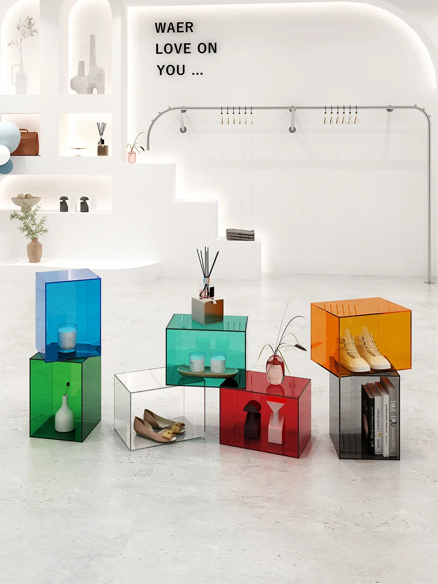 Clothing store acrylic transparent display stand stand window props shoe bag ornament platform stand