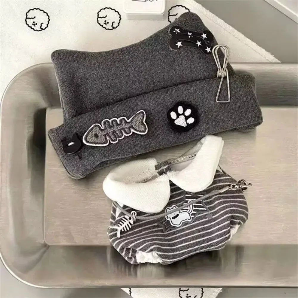 10/20cm Cotton Doll Clothes Set Punk Style No Attribute Kitten Costume Outfit Punk Cat Costume Black And White