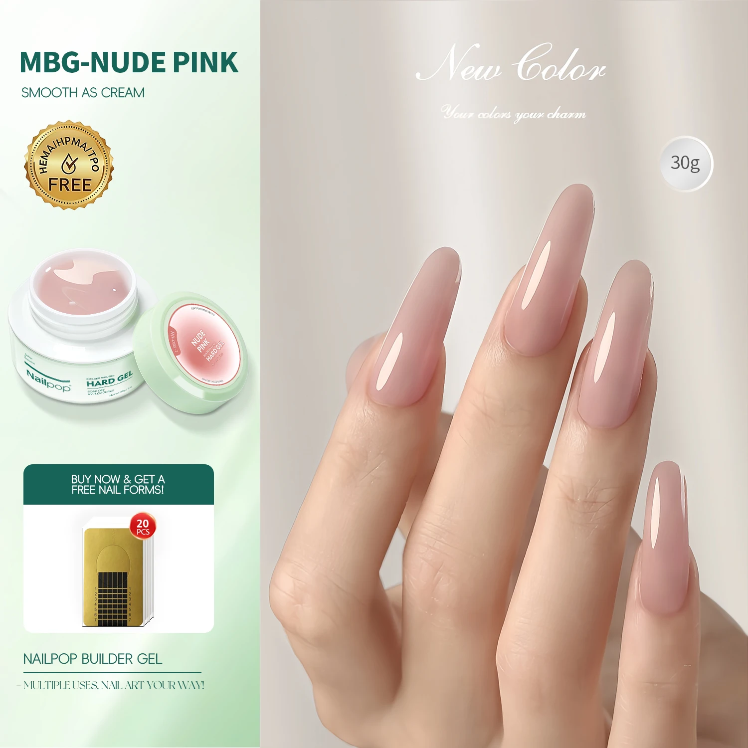 Nailpop Builder Gel HEMA/TPO-frei, UV-härtendes, milchiges, glattes Hartgel für schnelle Nagelverlängerungen, langanhaltend, ablösbar, DIY-Maniküre, 30/100g – Detail 5