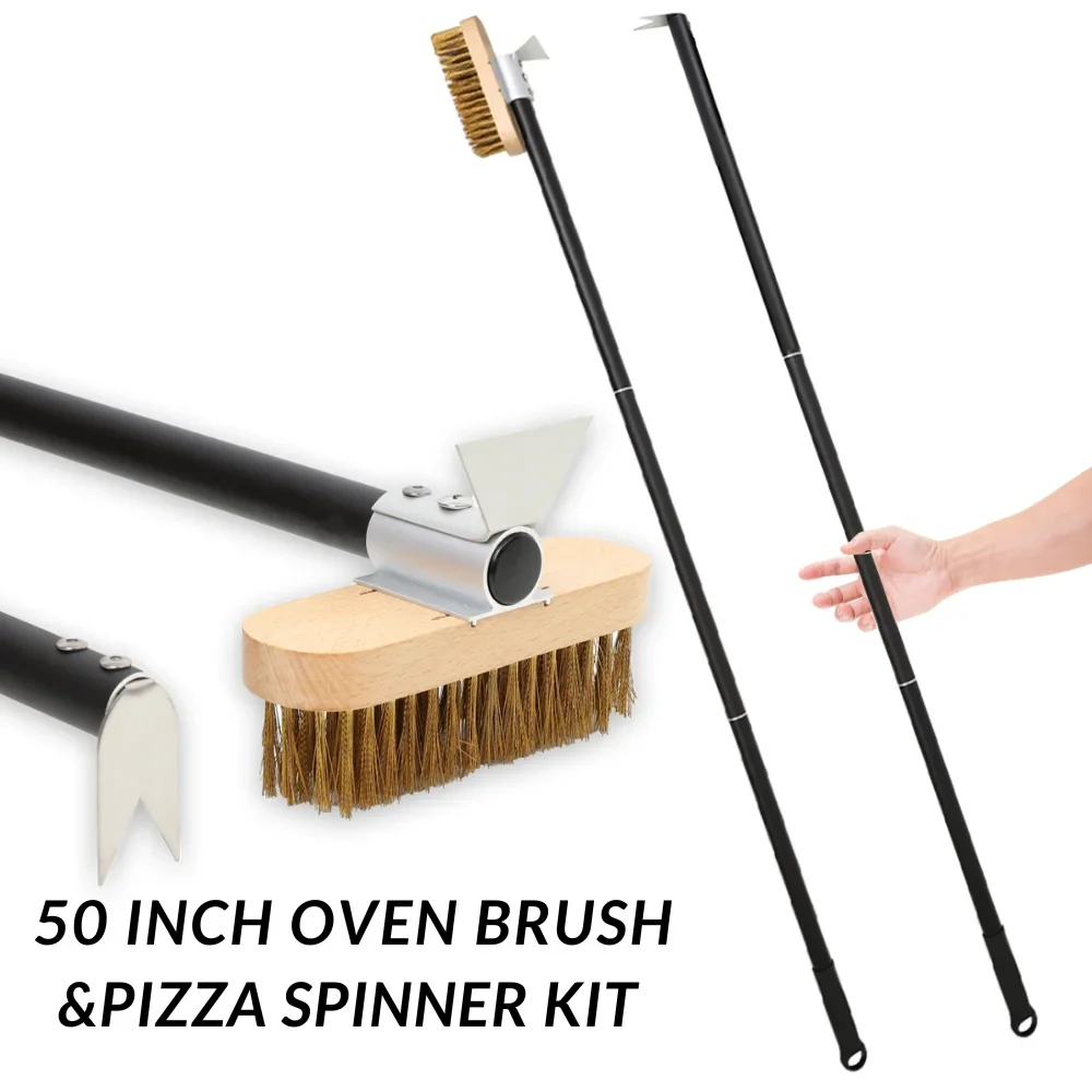 Pizza Oven Accessories Cleaning Brush Pizza Turning Spinner Fork Brush Stove Grill Scraper Commercial Oven Utensil Kit