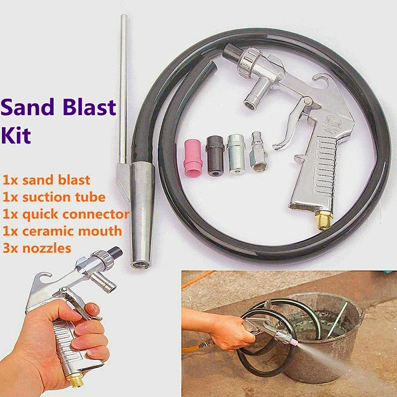Imagem -05 - Air Brush Spray Gun Kit Jateamento de Areia Abrasiva Jateamento Máquina Tubo de Bico Ferrugem Remover Armários de Jateamento Pcs