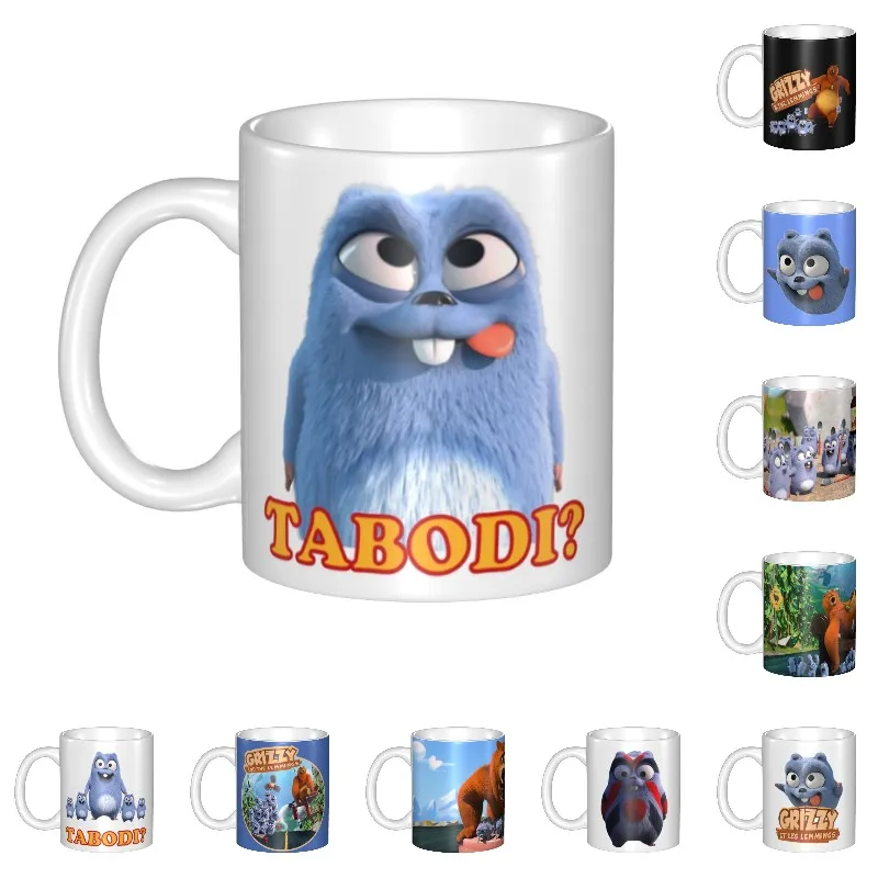 Customized Grizzy And The Lemmings Funny Happy Hungry Delicious Excited Cartoon Mugs DIY Ceramic Milk Tea Coffee Cups