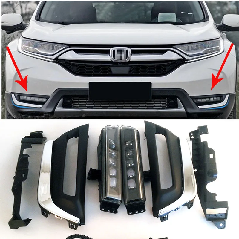 

Car Accessories For Honda CRV CR-V 2017 2018 Front Bumper 12V LED Daytime Running Light LED Lamp Refit Fog lights 2pcs