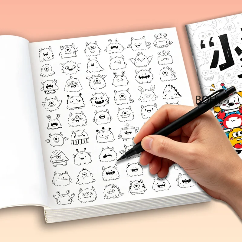 1 Intensive Simple Pen Sketching and Coloring Hand Drawn Book, 32 Pages, Adult Stress Relief, Home Fun Copying and Painting