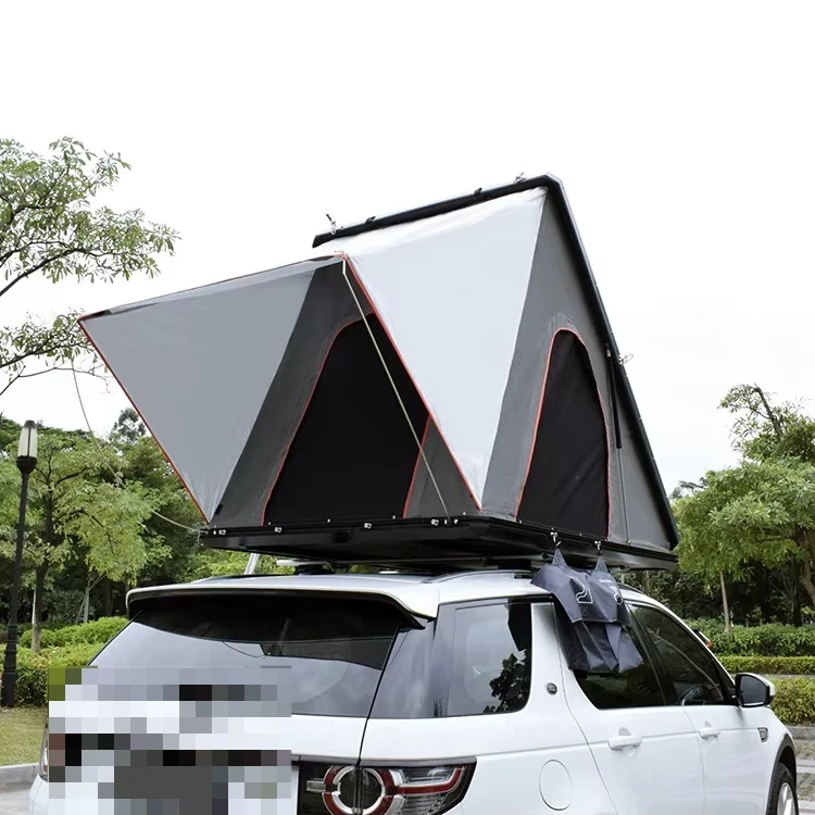 Camping Aluminum shell Dark gray triangular roof tent Outdoor camping roof tent