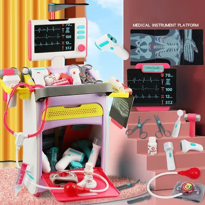 24 ชิ้น/เซ็ตไฟ LED จําลอง Doctor อุปกรณ์เสริมหมอทางการแพทย์ชุดเกม ECG อุปกรณ์ Play house Interactive ของเล่นเด็กของขวัญ