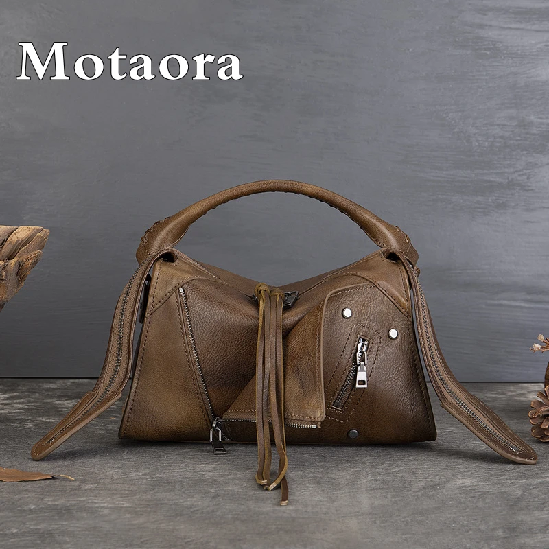 MOTAORA New Fashion Cowhide Shoulder Square Bag Small Genuine Leather Tassel Crossbody Bags Luxury Large Capacity Handbag Purse