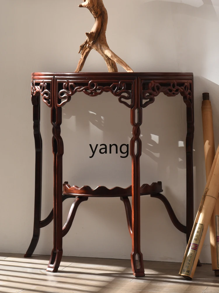 Yhl Table Sandal Wood Half Round Table Chinese Console Tables Ming-Qing Period Marble Solid Wood Console