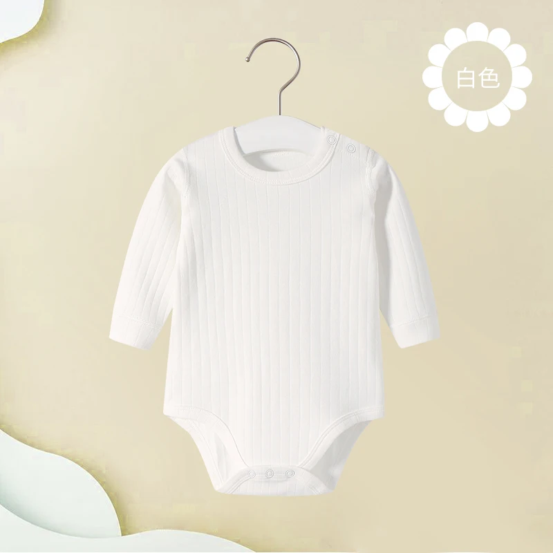 Soft Cotton Long-Sleeved Baby Bodysuit Seamless Sewing Baby Romper Newborn Clothes 0-24 moths Solid Color Infant Jumpsuit