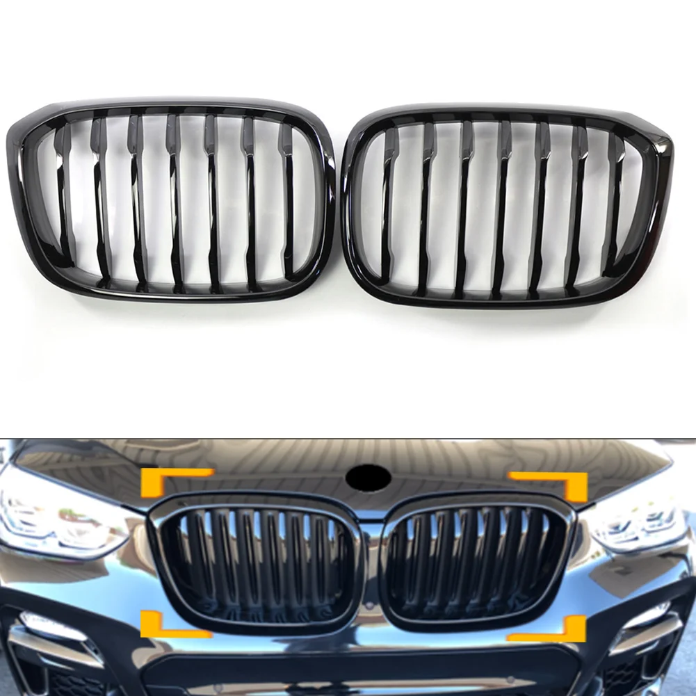 

1 пара глянцевая черная передняя решетка радиатора для BMW X3 G01 X4 G02 2018-2021