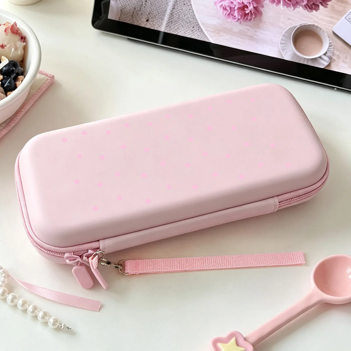 Cute Shockproof Carry Case With Mesh Pockets for Nintendo Switch Lite/OLED Portable Travel Gaming Accessories Storage Bag