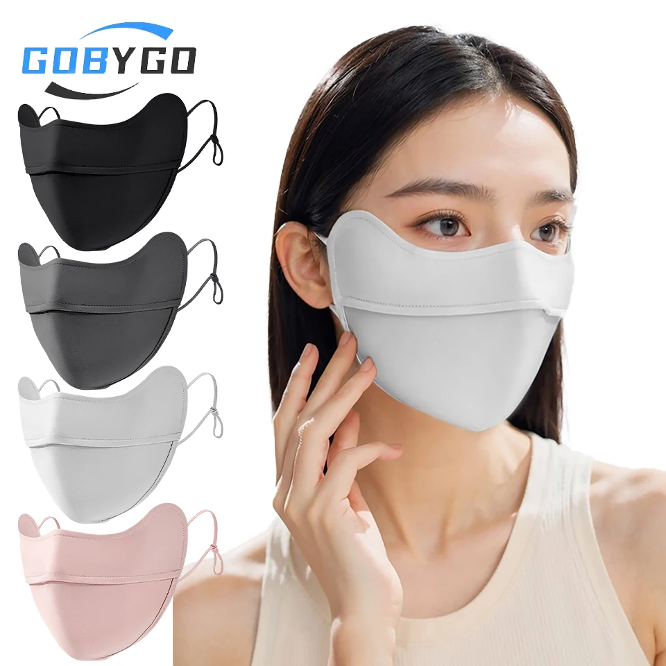 GOBYGO Summer New Sun Protection Mask UV Protection Ice Silk Face Mask Breathable Shading Anti-UV Mask Eye Corner Protection