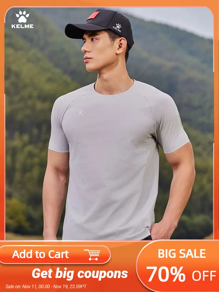 

Kelme Мужская спортивная футболка для баскетбола, тренировочная, дышащая, с круглым вырезом, с короткими рукавами, быстросохнущий топ для бега на открытом воздухе