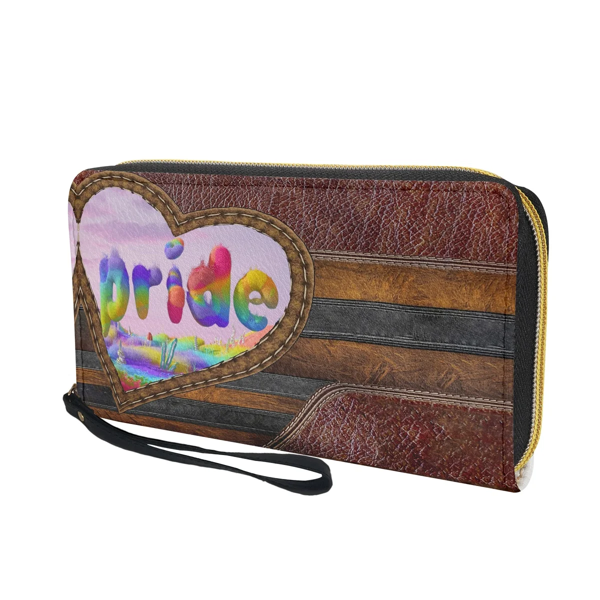 Pride LGBT Design Ladies PU Leather Large Capacity Wallets Female Purse Lady Purses Phone Pocket Card Holder With String 2024