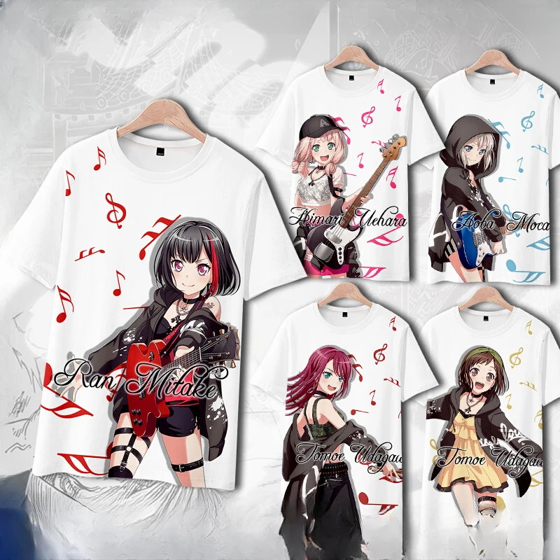 3D Print BanG Dream Afterglow T Shirt Women Men Ran Mitake Moca Aoba Himari Uehara Tomoe Udagawa Cosplay Graphic Tees