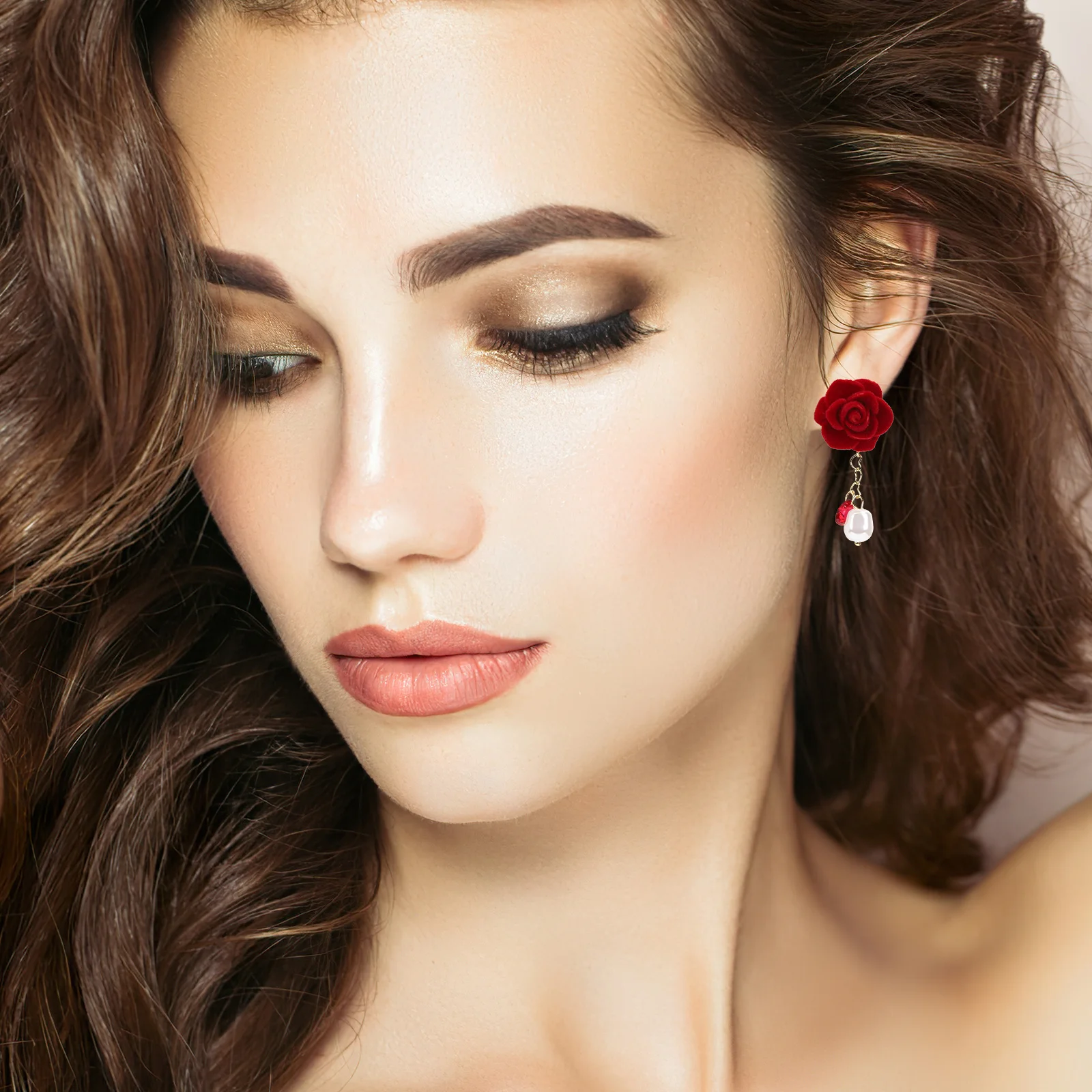 

1Pair Rose Flower Earrings for Women Long Dangle Tassel Drop Pearl Asymmetrical Earrings Fashion Jewelry Gift Daily Wear Special