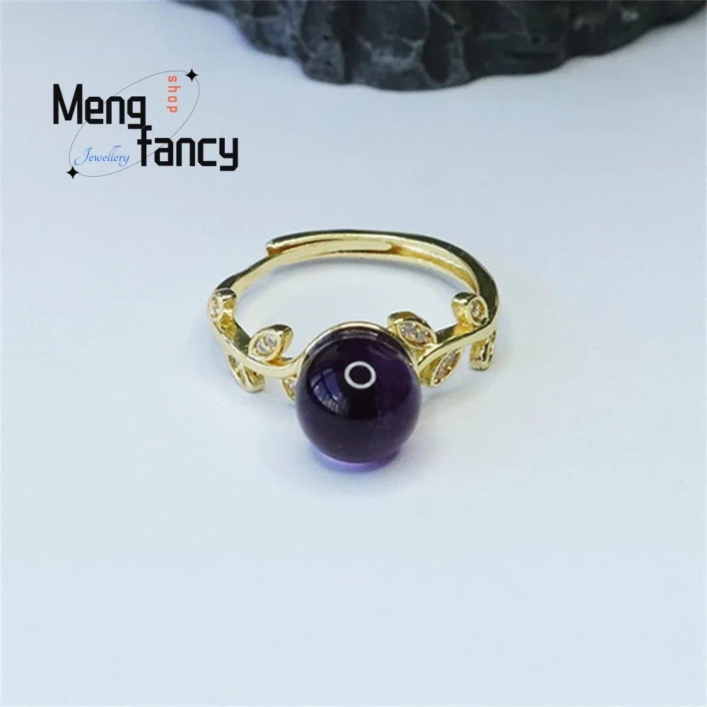 Natural Amethyst Ring Colour Treasure Adjustable Exquisite Elegant Fashion Jewellery Wedding Souvenir Couple Luxury Holiday Gift