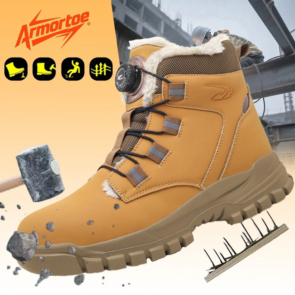 

ArmorToe Cold Weather Steel Toe Boots Synthetic Leather Anti-Impact Puncture Proof Slip Resistant Lightweight Comfort #Armor2748