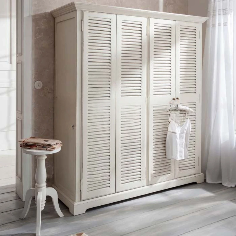 

Solid wood furniture, cabinets, white shutters, bedroom four-door wardrobe