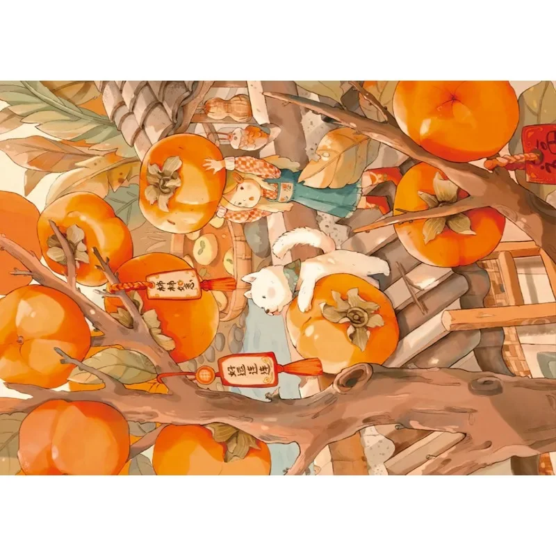 70*50cm Adult Paper Jigsaw Puzzle 1000 Pieces Persimmons Harvest Stress Relief Entertainment Toys High Quality Christmas Gift