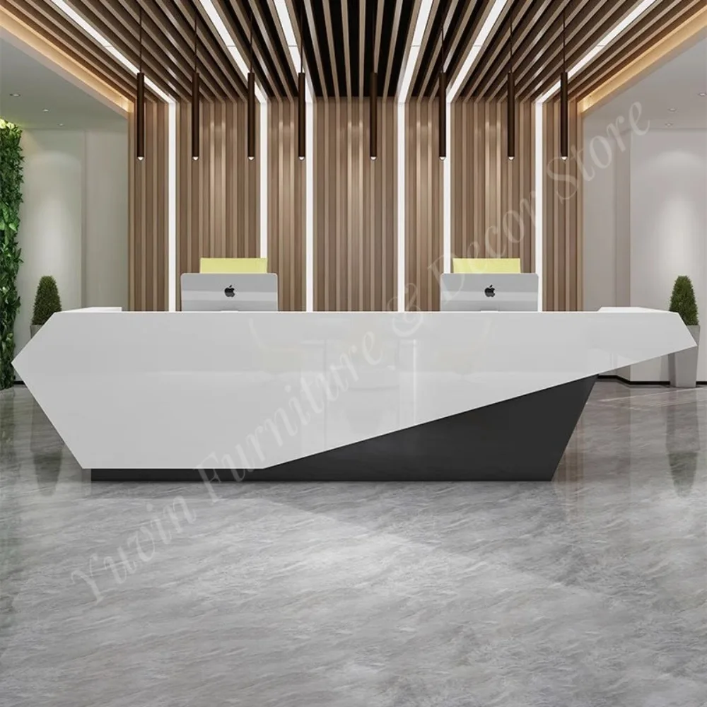Modern Hotel Office Reception Desk Customizable Colors & Sizes Melamine Board Luxury Front Desk