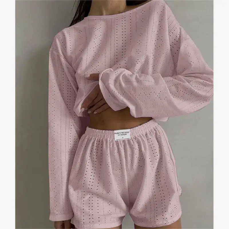 Conjunto de 2 Piezas Casual y Moderno para Mujer, Top y orts, Estilo Princesa, Manga Media, , Forro Polar Cálido, Ropa ...