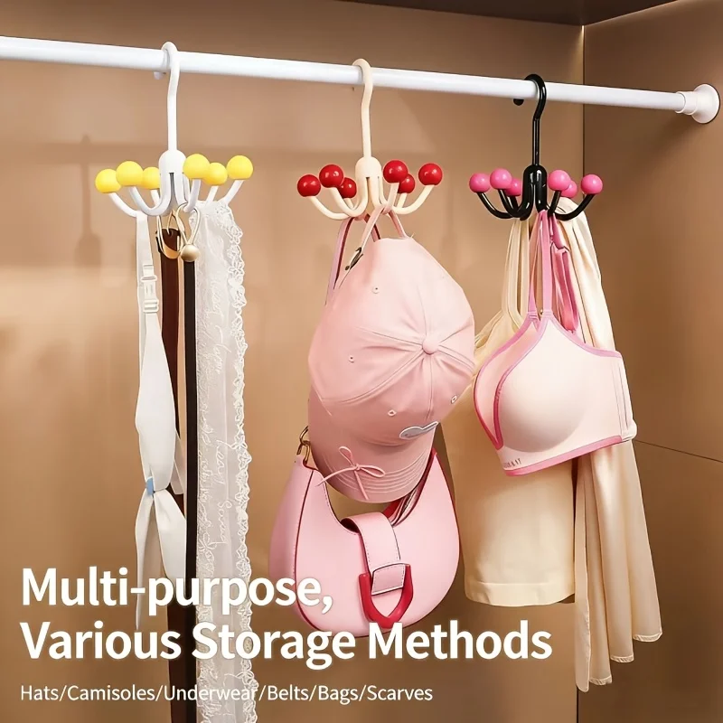 1/3Pcs 360° Rotatable Six-Claw Hook Hanger, Wardrobe Holder for Bags, Hats & Lingerie, Smart Space Saving Closet Organizer