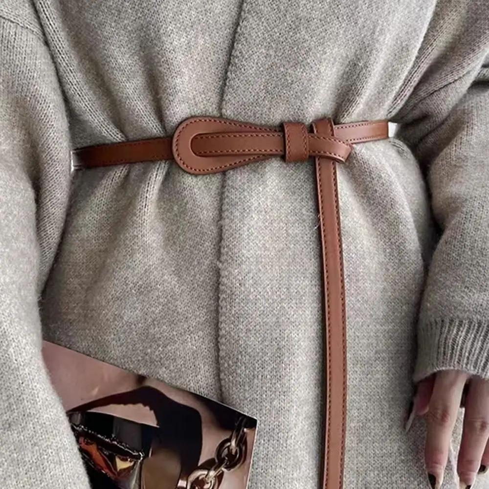 حزام نسائي أنيق Y2k بإبزيم معدني قابل للتعديل وأشرطة خصر نحيفة من جلد البولي يوريثان معطف فستان رفيع وحزام خصر مزخرف #1