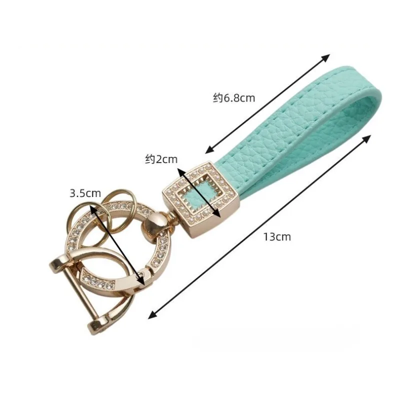Pearl Ins Car Keychain Pendant with Diamond Inlay High-end PU Leather Custom LOGO Bag Accessories Personalized Key Chains Ring